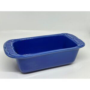 Longaberger Pottery Loaf Bread Pan Cornflower Blue Mini Small Woven Traditions